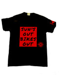 Sun's Out Bikes Out Tshirt  Black w/ red