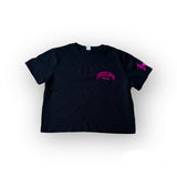 Varsity Crop tee Black & pink