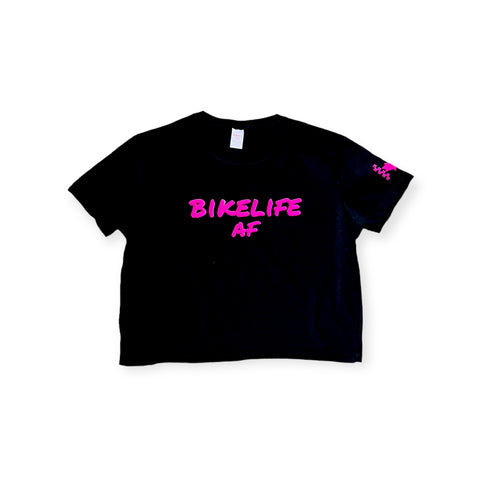 Bikelife AF Crop tee Black & neon pink