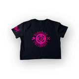 Varsity Crop tee Black & pink