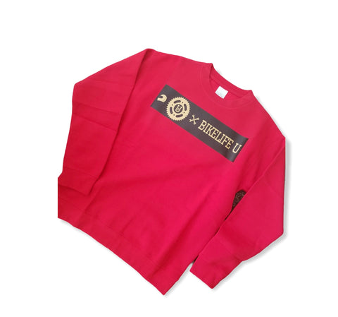 Two-tone banner sweatshirt  Red w/ black & gold