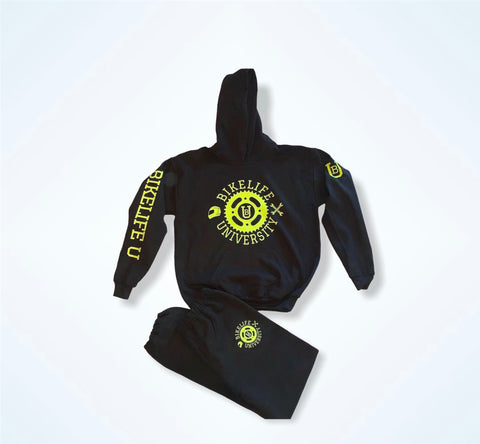 Kids  jogging suit Black w/ neon yellow