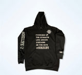 The streets hoodie   Black w/ white