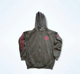 Kong zip up hoodie Charcoal w/ pink