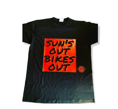 Sun's Out Bikes Out Tshirt  Black w/ red