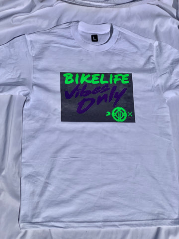 Bikelife vibes only - white w/ purple and neon green