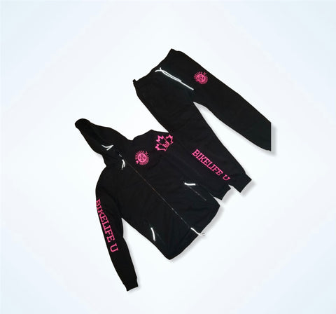 Berger jogging suit   Black w/ neon pink