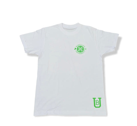 Men Simple tee White w/ neon green