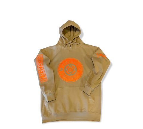Classic hoodie Beige w/ neon orange