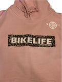 Bikelife hoodie   Pink w/ gold leopard