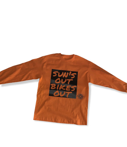 Sun’s out bikes out long sleeve tee  Orange & black