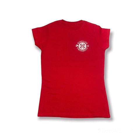 Women simple tee Red w/ white