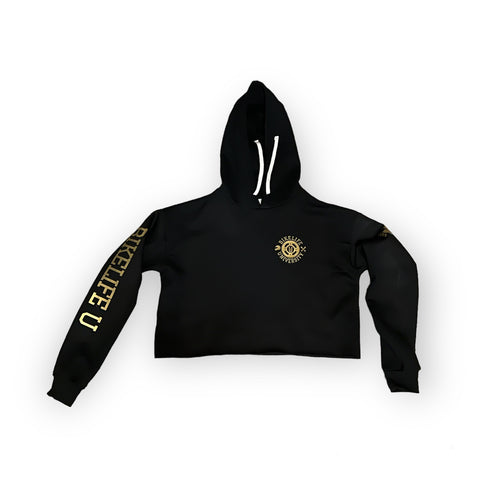 Cropped hoodie Black & gold