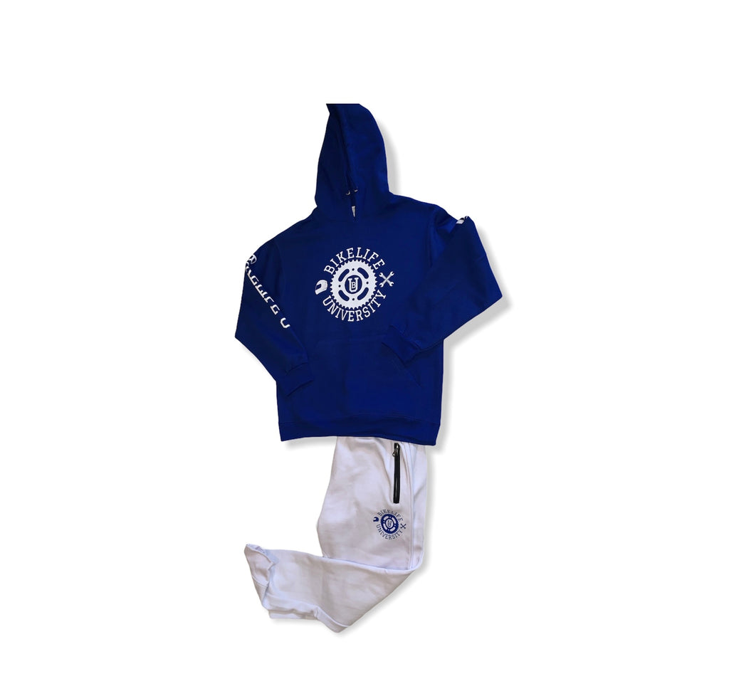 Offset jogging suit Royal blue white – Bikelife U