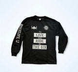 THE 6IX long sleeve tee   Black w/ white