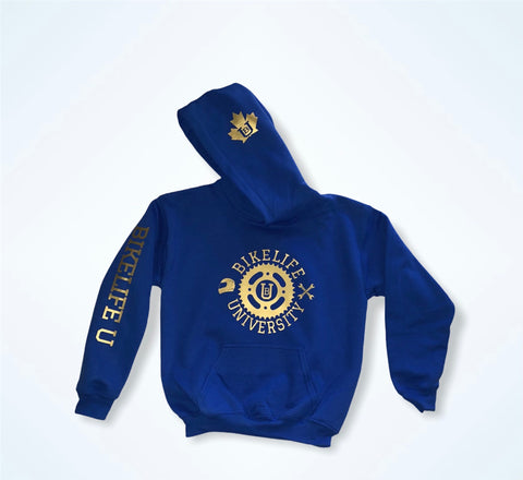 Kids original hoodie Royal blue w/ gold