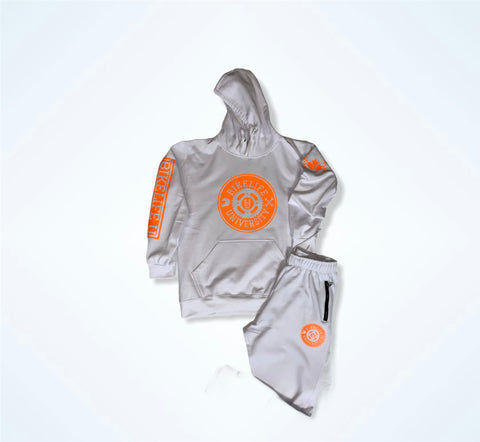 Classic jogging suit White w/ neon orange