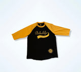 Team spirit baseball tee Black & yellow