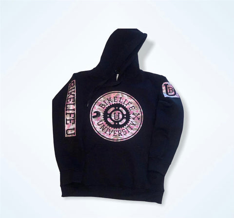Classic hoodie Black w/ pink camo