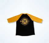 Team spirit baseball tee Black & yellow
