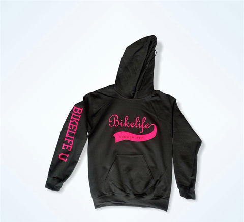 Team Spirit hoodie Black w/ neon pink