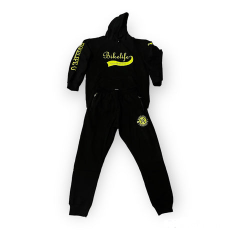 Team spirit jogging suit Black & neon yellow
